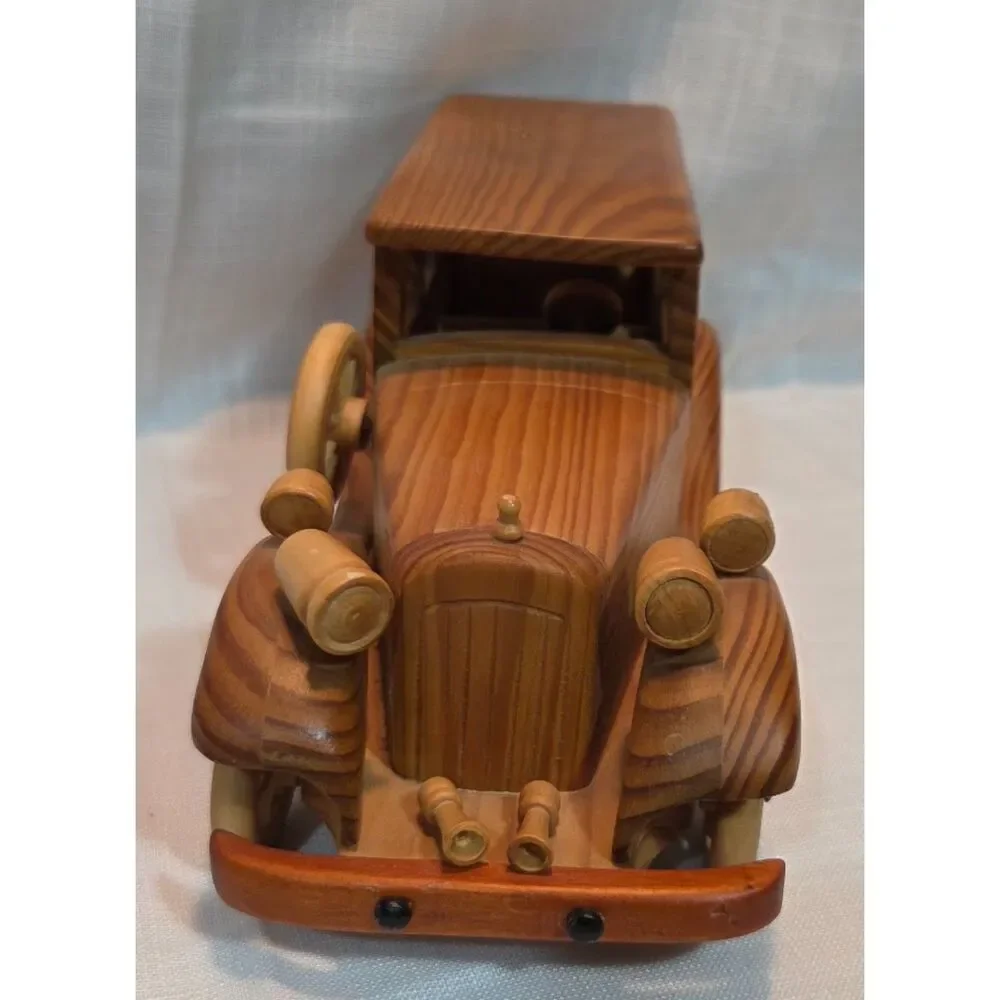Vintage Handmade Wooden 1930s Classic Sedan Car Model Sculpture 12